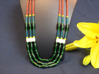 Traditional kongsang, front U filled with green big chamthei, green brownish red tubes, 3 lines handmade kongsang