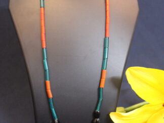 Trendy kongsang, black chamthei with black beads, green and brownish orange tube, 1 line handmade kongsang