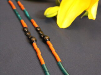 Trendy kongsang, big orangish chamthei in the middle combined with black chamthei, green and brownish orange tube, 1 line handmade kongsang