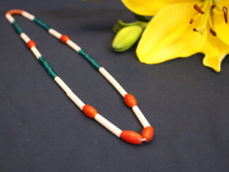 Trendy kids kongsang, small orangish chamthei, white & green tube, 1 line handmade kongsang for kids