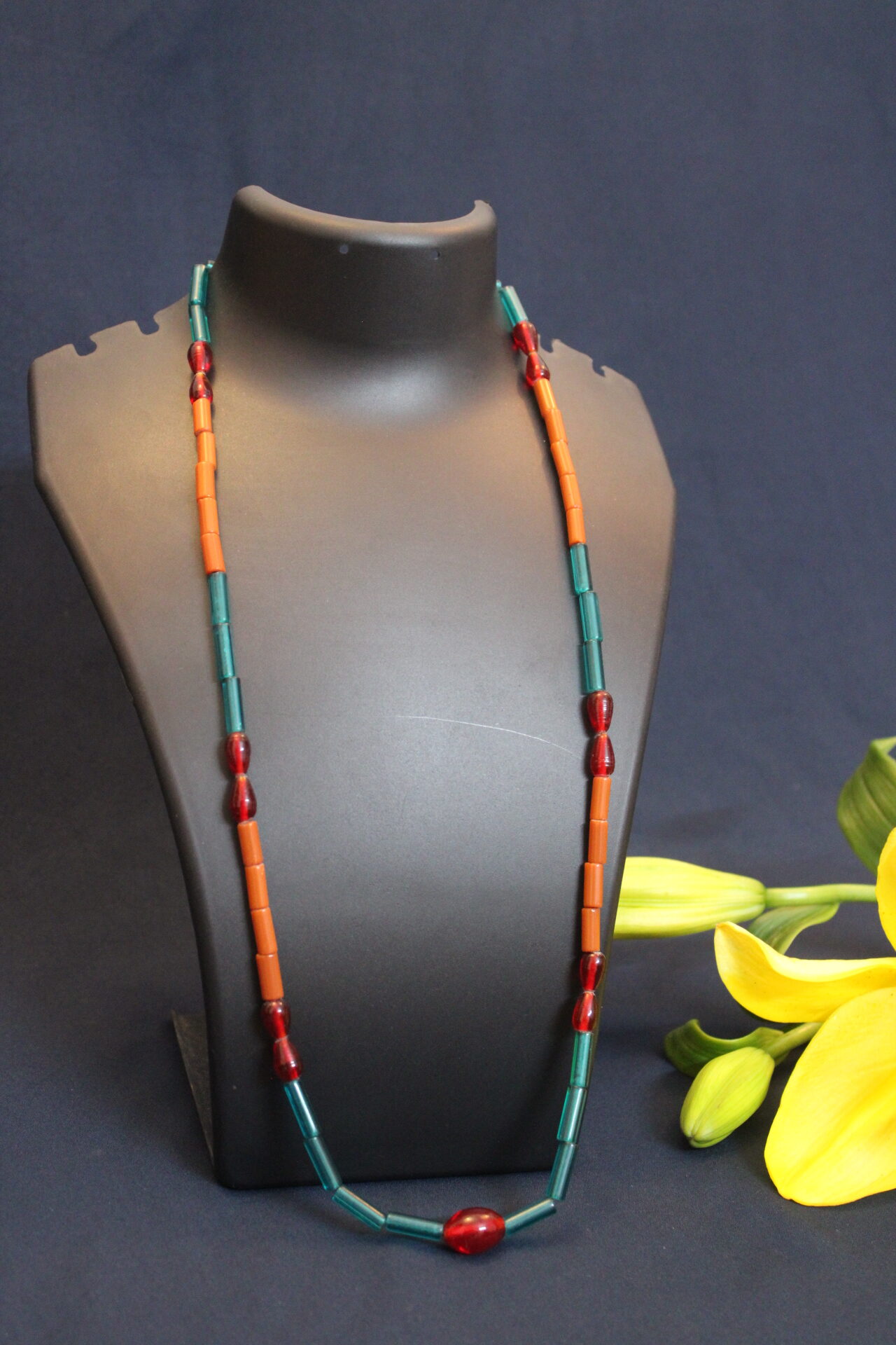 Trendy kongsang, butterfly small six beads, green & brownish orange tube, 1 line handmade kongsang - Image 3