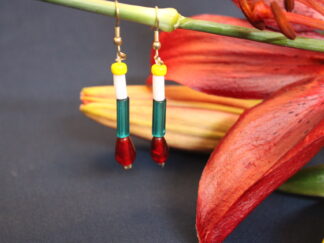 Stylish Traditional earring, yellow white & blue tube, | small butterfly chamthei, 1 line string for kids and girls