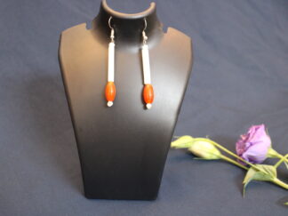 Trendy earring, long white tube, orange small chamthei, kids and girls