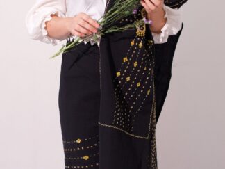 Khomsing Kashan Black Suit | Gold sequin embroidery