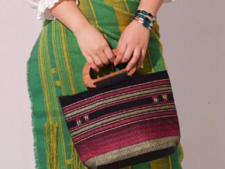 Handheld Bag Ruth - Black colour Pink & Pastel green Phor