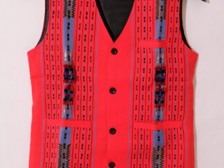 Kids Waistcoat Red Haora Pattern | Kazei Embroidery