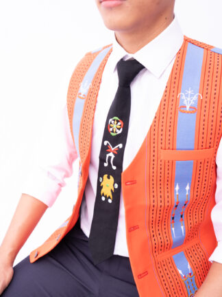 Necktie Black with Raivat Design